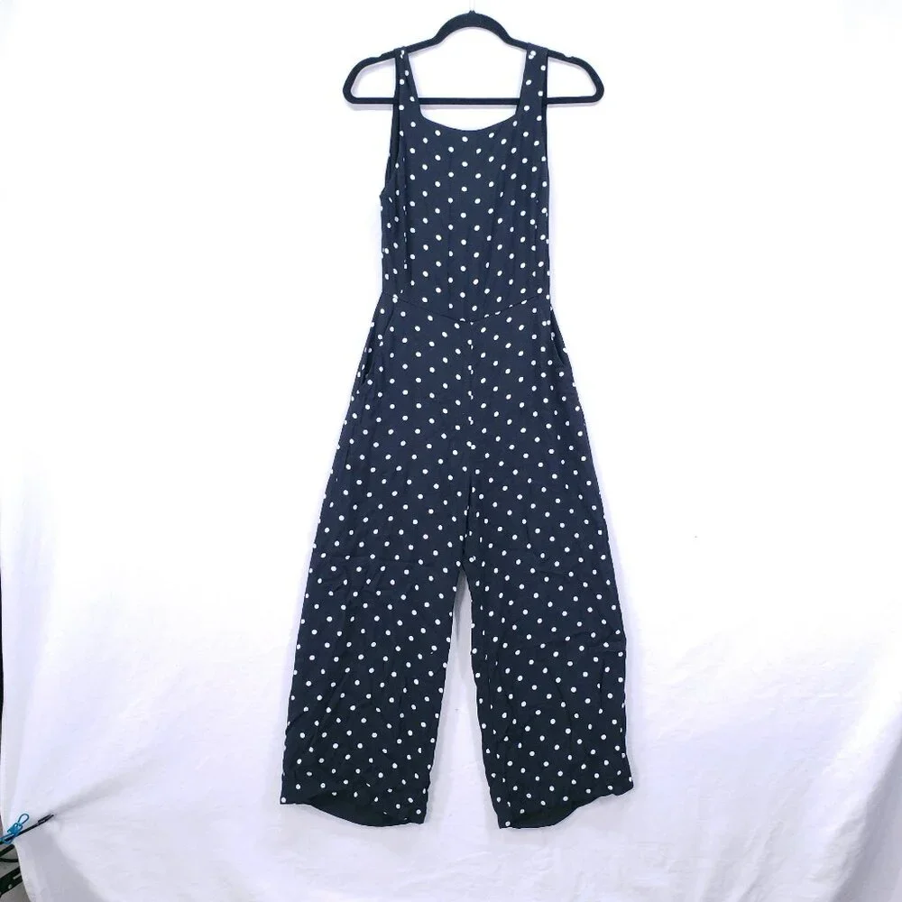 Aritzia Wilfred Écoulement Black White Polka Dot Preppy Jumpsuit Wide Leg Size 4